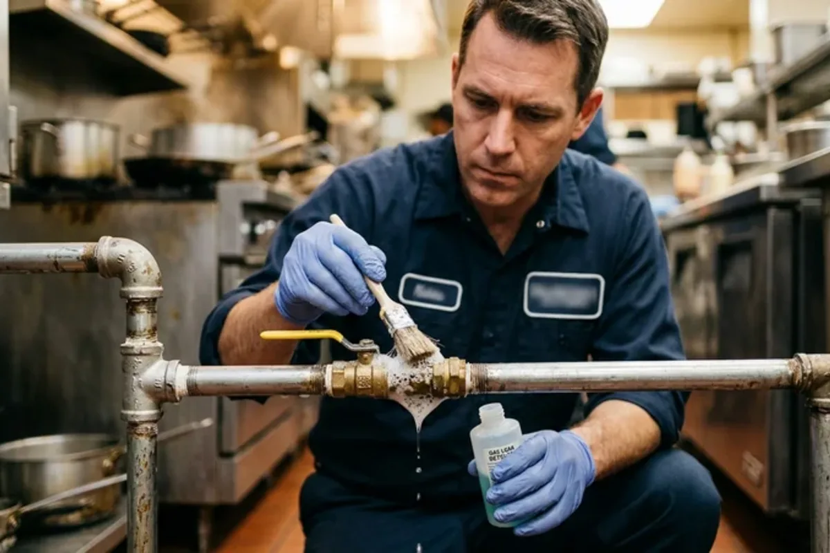 After focused gas line leak detection testing with a clear repair direction