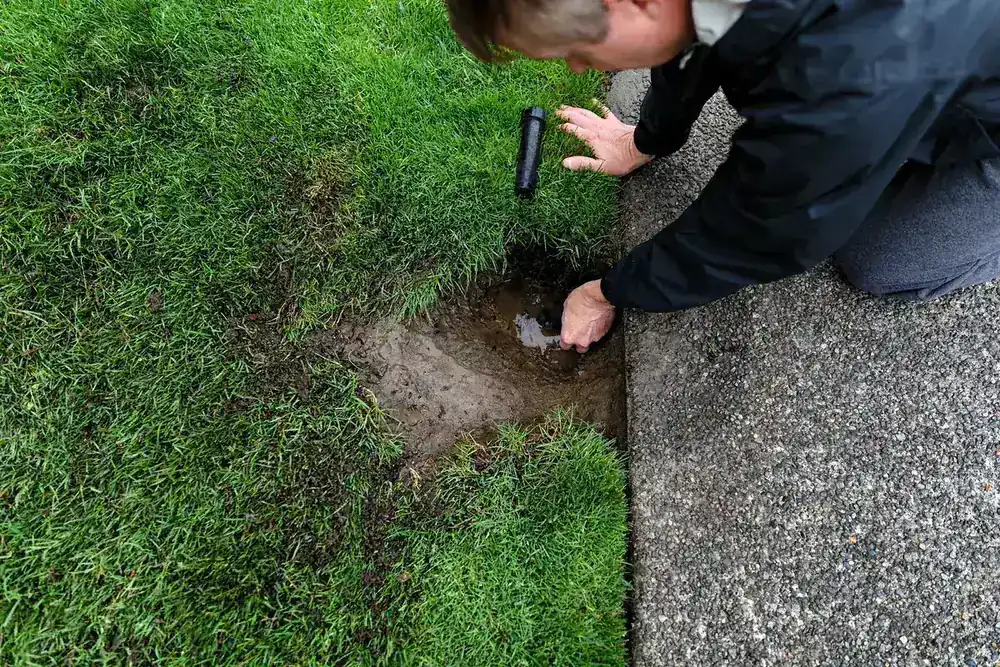 Before irrigation & sprinkler leak detection project showing a zone has weak or uneven pressure