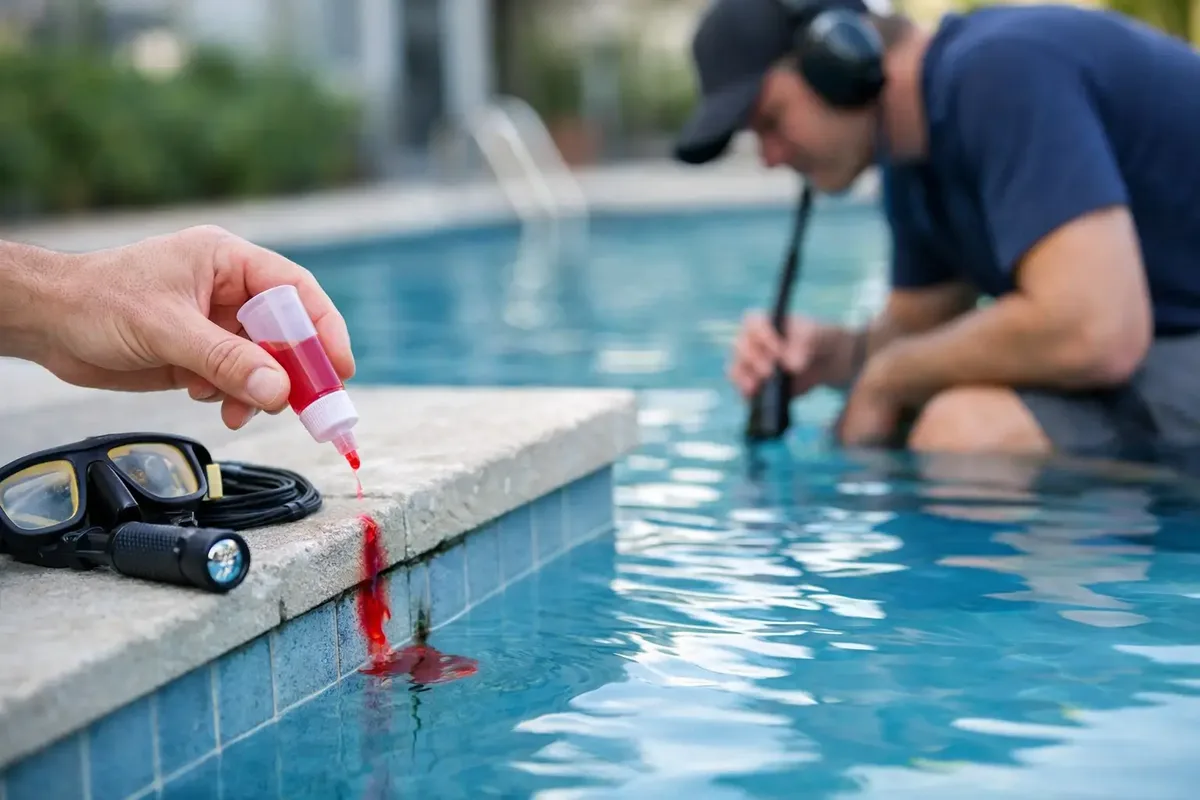 Before swimming pool leak detection project showing a water line that drops between regular checks