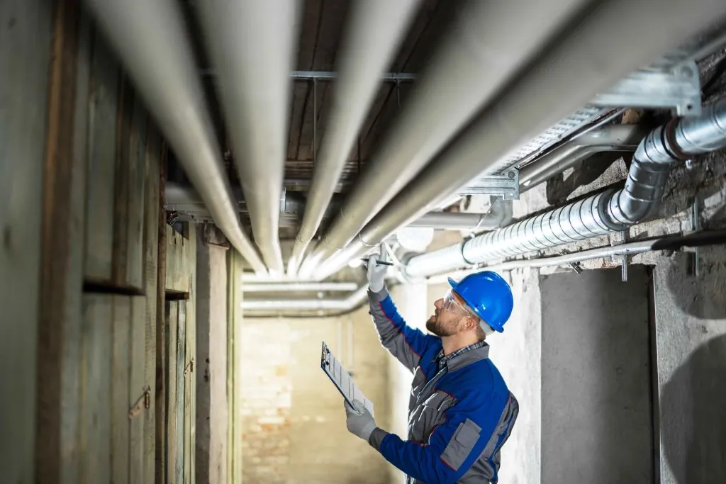 Leak detection equipment being used in a commercial property