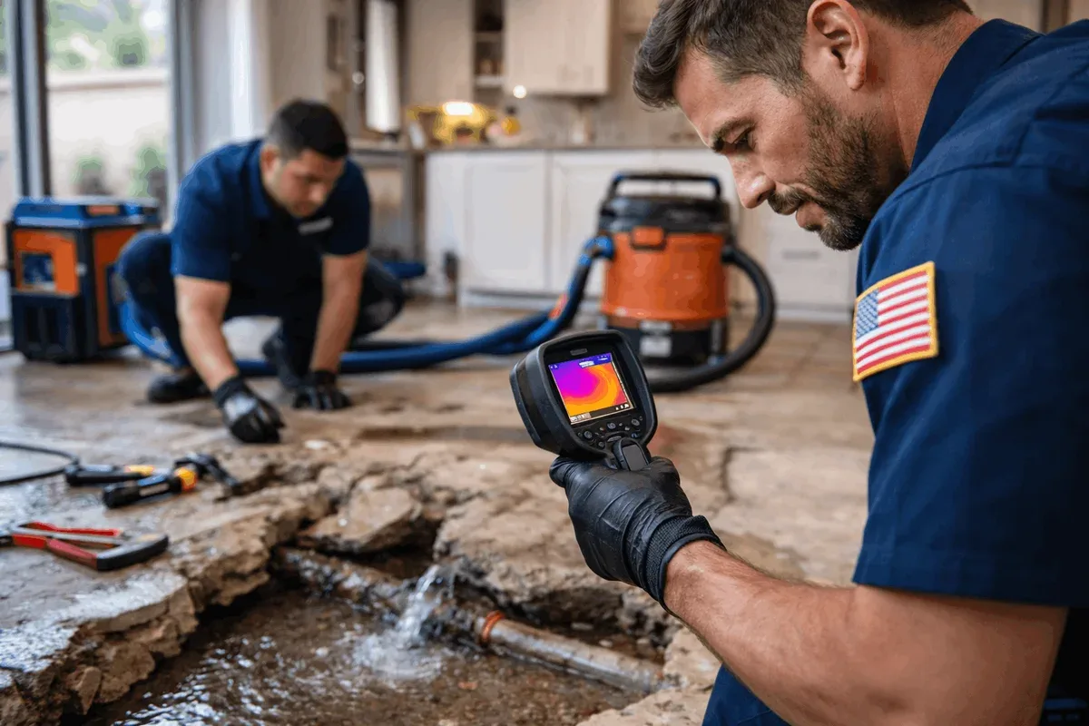 After focused slab leak detection testing with a clear repair direction