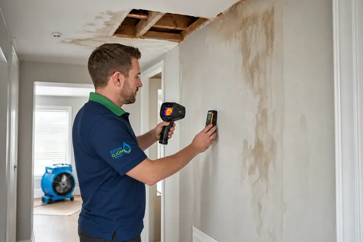 After focused ceiling & wall leak tracing testing with a clear repair direction