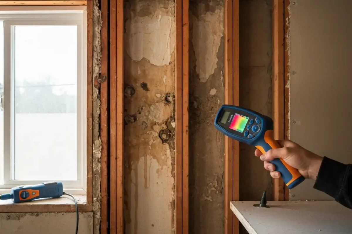 After focused ceiling & wall leak tracing testing with a clear repair direction