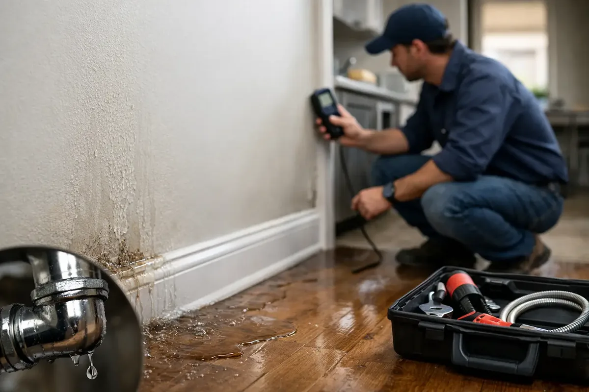 Before water leak detection project showing a water meter that keeps moving
